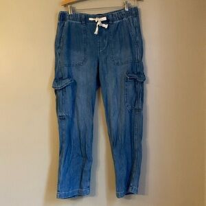 Gap baggy leg jeans elastic waist cargo pants size medium ankle
